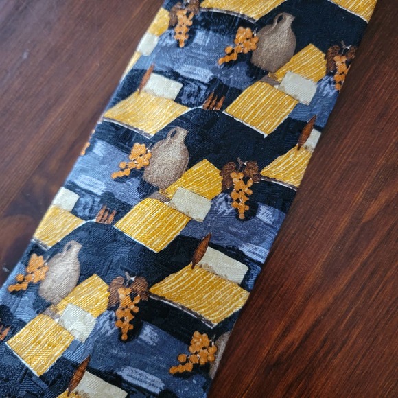 Ermenegildo Zegna Tie Silk Gold Black - Picture 2 of 7
